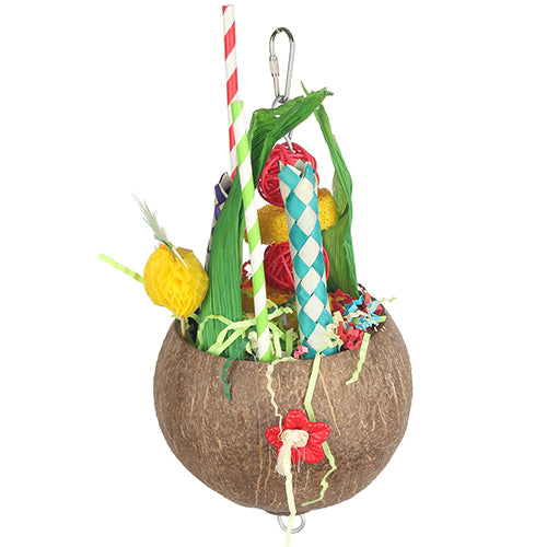 Tropical Foraging Coconut Drink Bird Toy